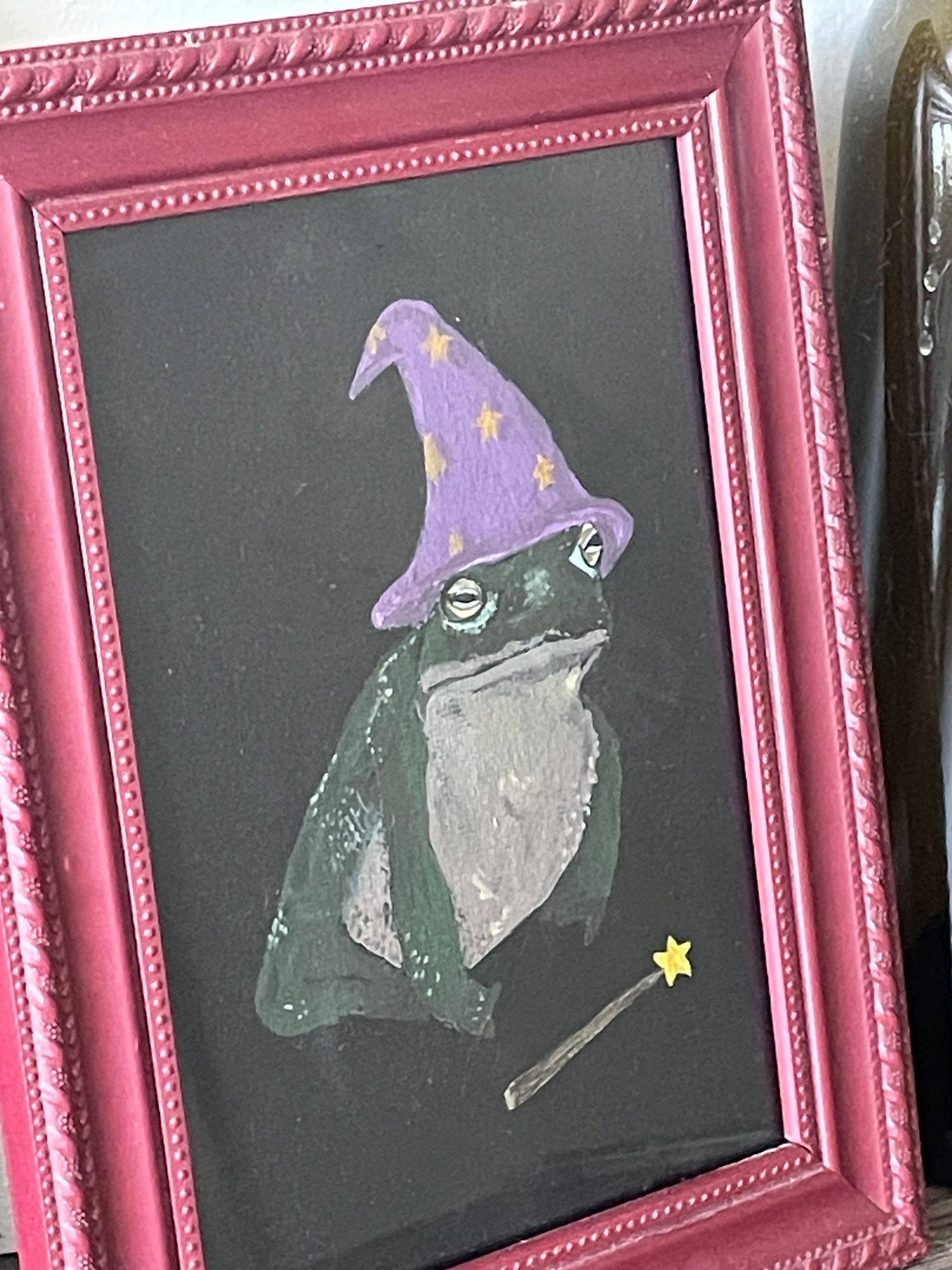 "wizard toad" original framed canvas